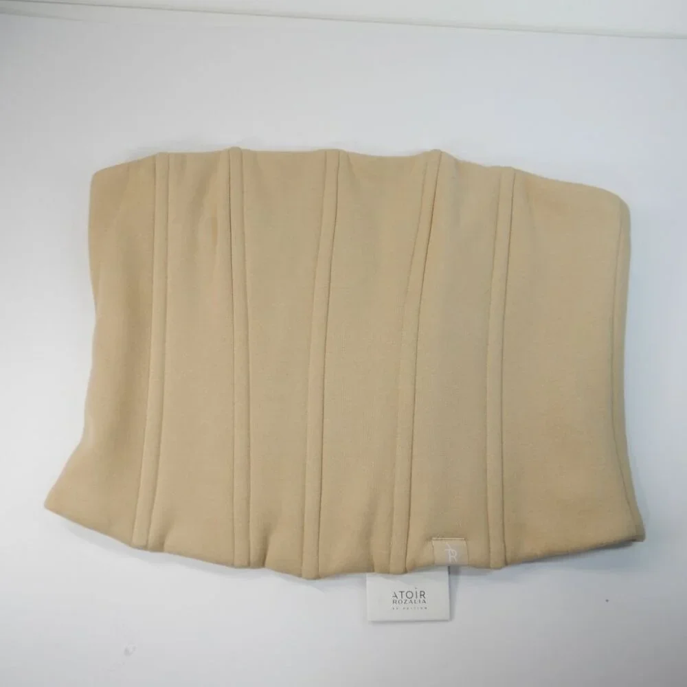 ATOIR x ROZALIA The Corset Top Size 12 L Sand Beige Boned Back Zip Stretch NEW - Picture 6 of 14